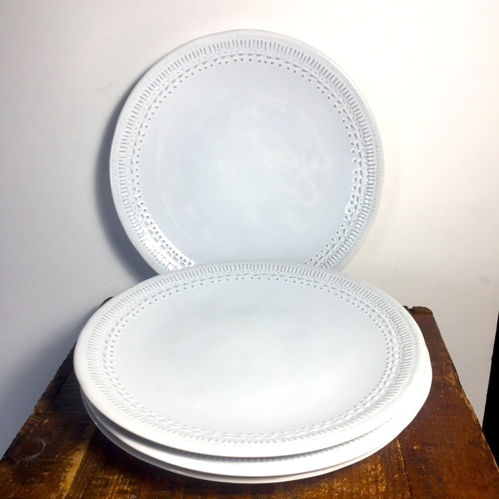 Matceramica white salad lunch plates set of 4